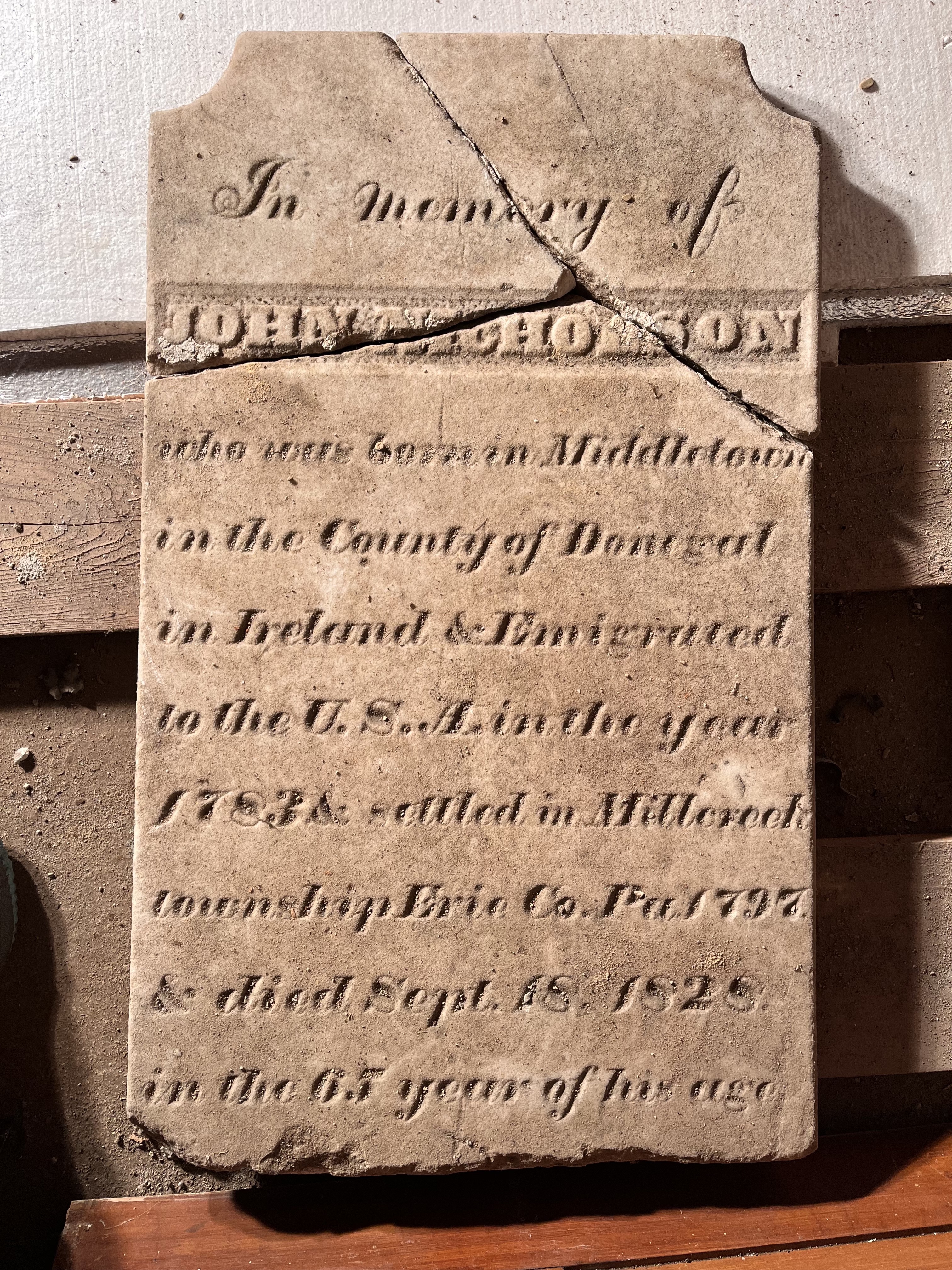 3. John Nicholson headstone located in basement