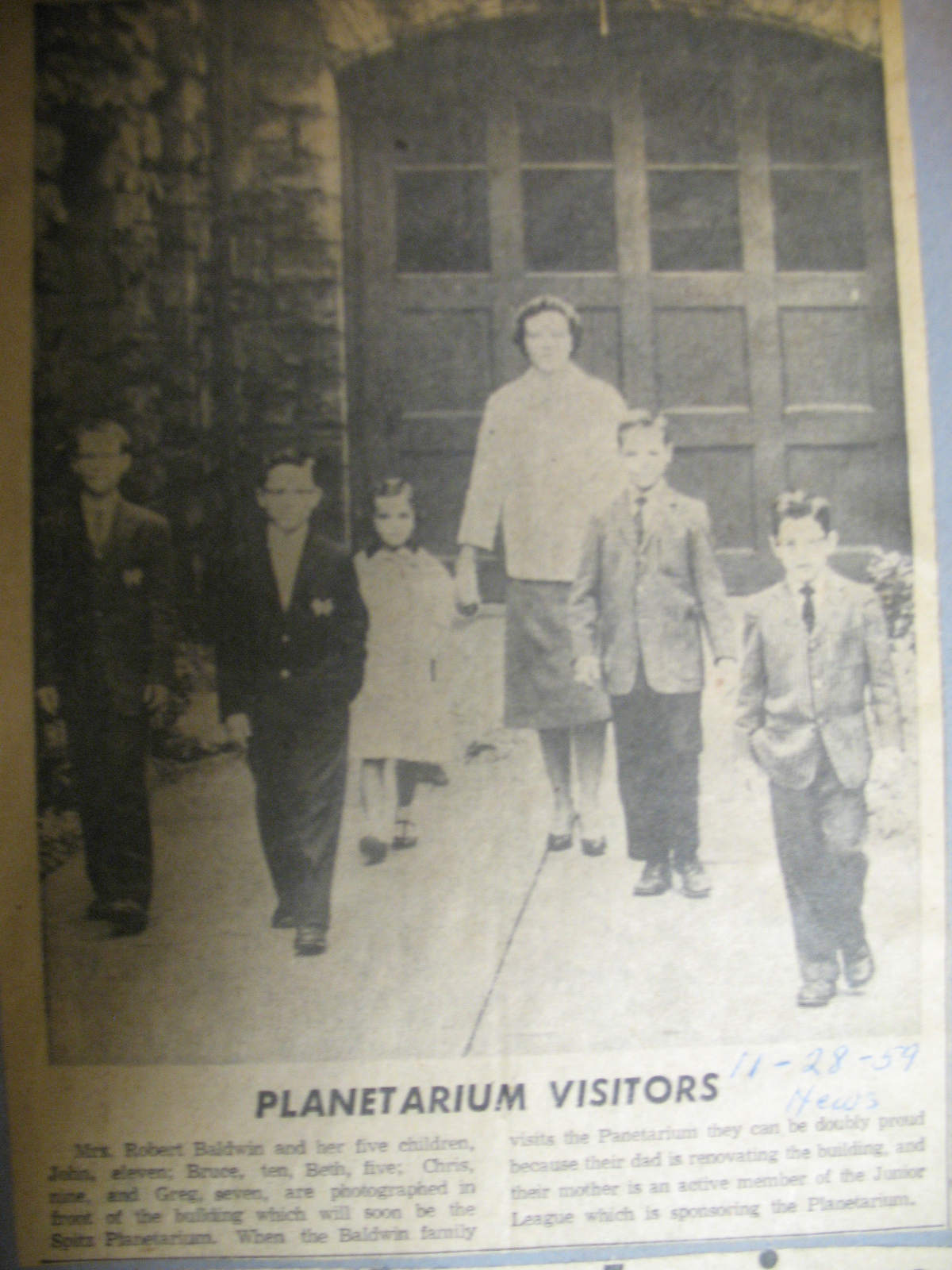 Baldwin family outside Planetarium